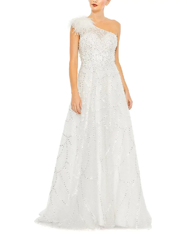 Price Break Mac Duggal Embellished One Shoulder A Line Gown