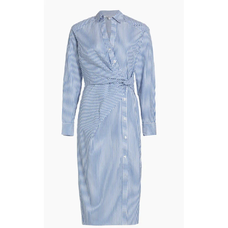 Big Savings Veronica Beard Women's Wright Light Blue White Striped Midi Dress