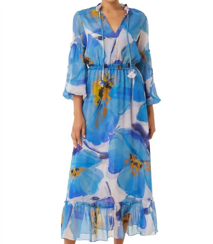 Price Drop Alert Amata Dress In Blue Poppy