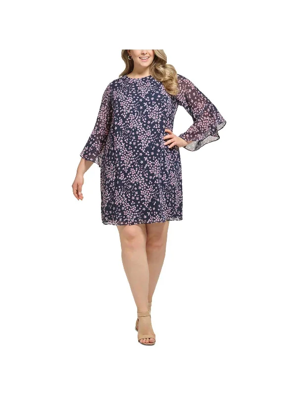 Big Discounts Petites Womens Floral Knee-Length Midi Dress