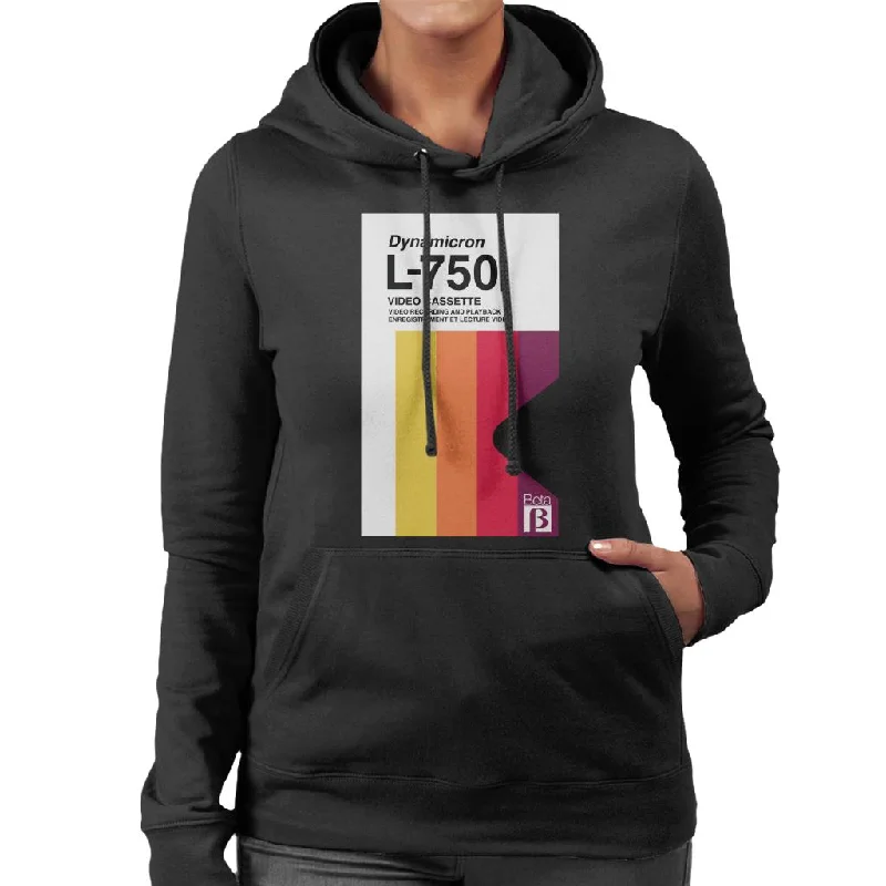 Betamax Dynamicron L 750 Video Cassette Multicolour Stripe Women's Hooded Sweatshirt