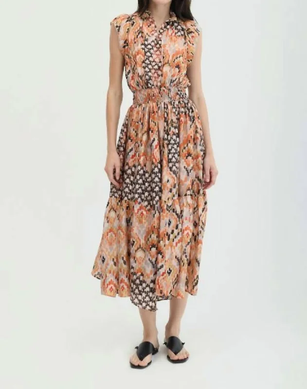 Exclusive Preview Cairo Silk Maxi Dress In Haral Brown
