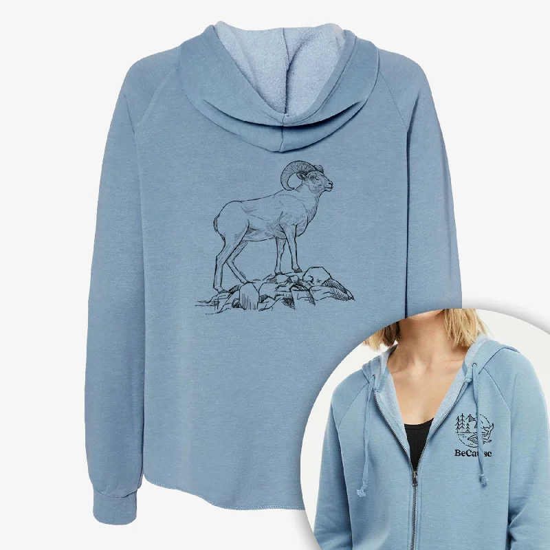 Bighorn Sheep Ram - Ovis canadensis - Women's Cali Wave Zip-Up Sweatshirt