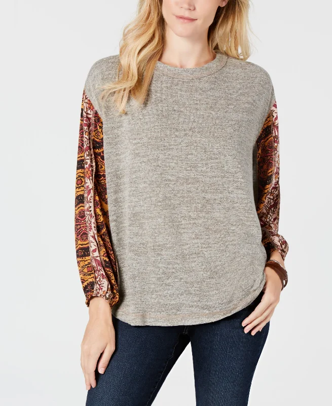 Style & Co Contrast Sleeve Sweatshirt