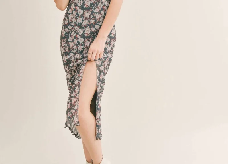 Low Prices Dream Chaser Back Cowl Midi Dress In Navy Multi