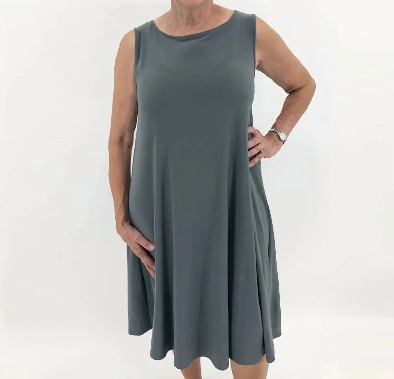 Can't Miss Sleeveless Dress In Steel