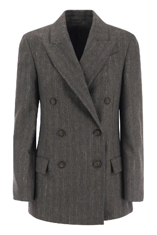 Double-breasted jacket in virgin wool blend