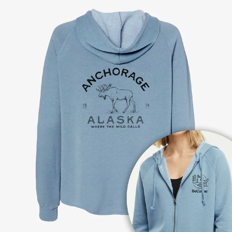 Anchorage Alaska Moose - Women's Cali Wave Zip-Up Sweatshirt