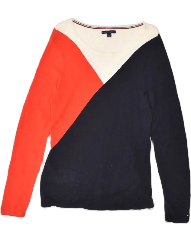 TOMMY HILFIGER Womens Boat Neck Jumper Sweater UK 14 Large Multicoloured