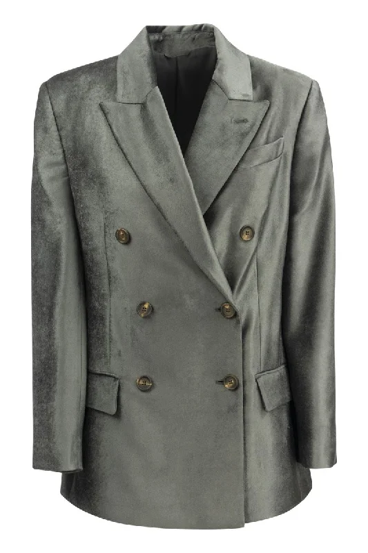 Iridescent-effect viscose double-breasted Blazer