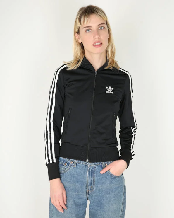 Adidas black white stripes zip-up track sweatshirt - XXS