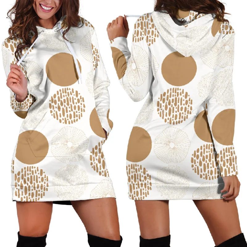 Gold Texture Mushroom Pattern Women'S Hoodie Dress