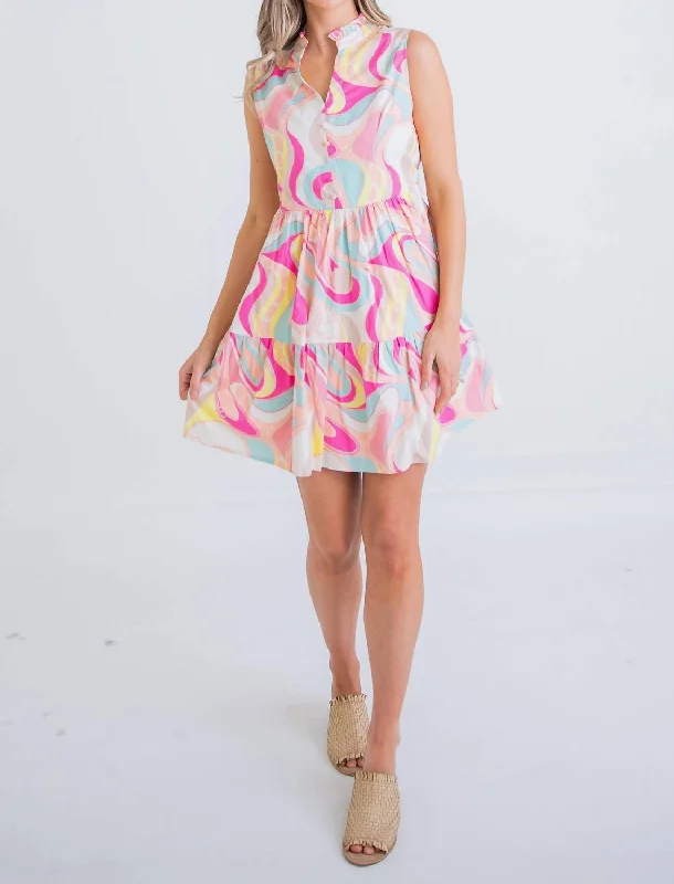 Markdowns Jasmine Abstract Sleeveless Mini Dress In Pink