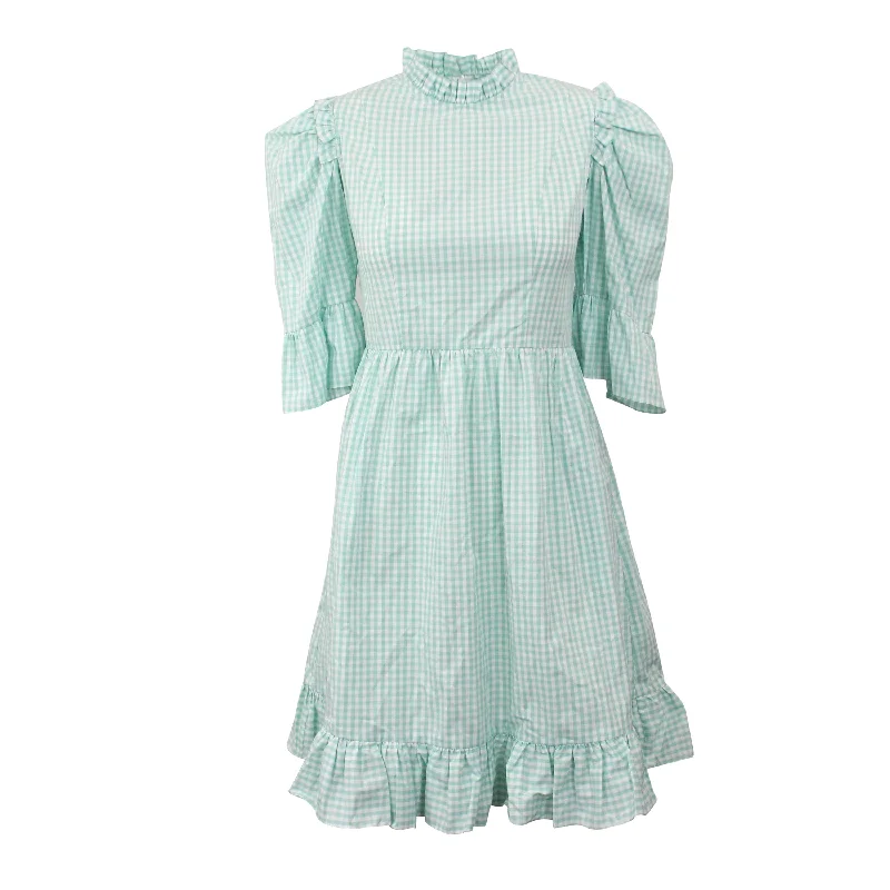 Special Savings Gingham Batsheva Spring Prarie Dress - Seafoam