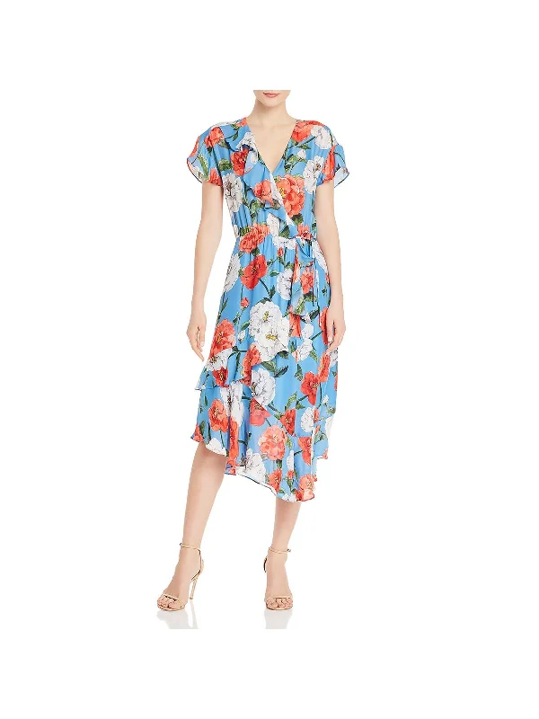 Exclusive Access Reina Womens Silk Blend Floral Print Midi Dress