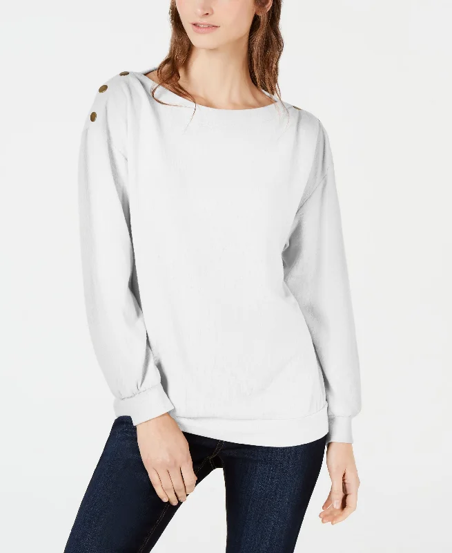 1.State Cozy Metallic Trim Sweatshirt