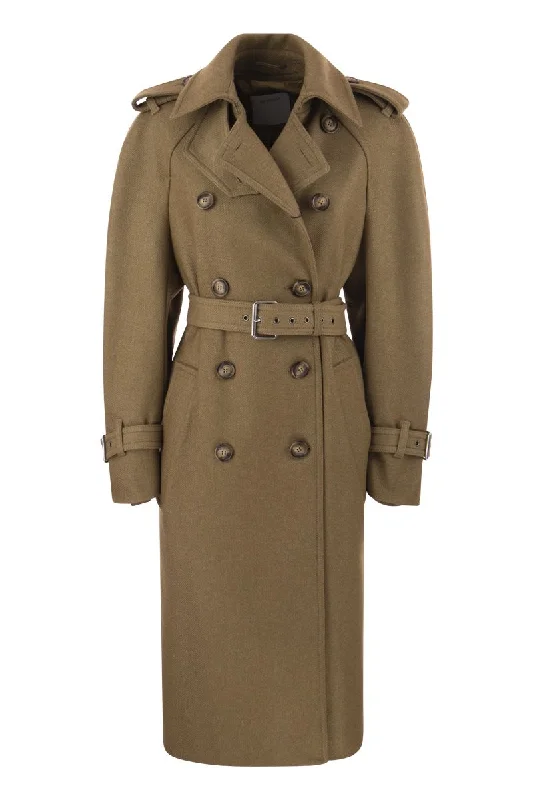 FILOVIA - Double-breasted trench coat in wool blend