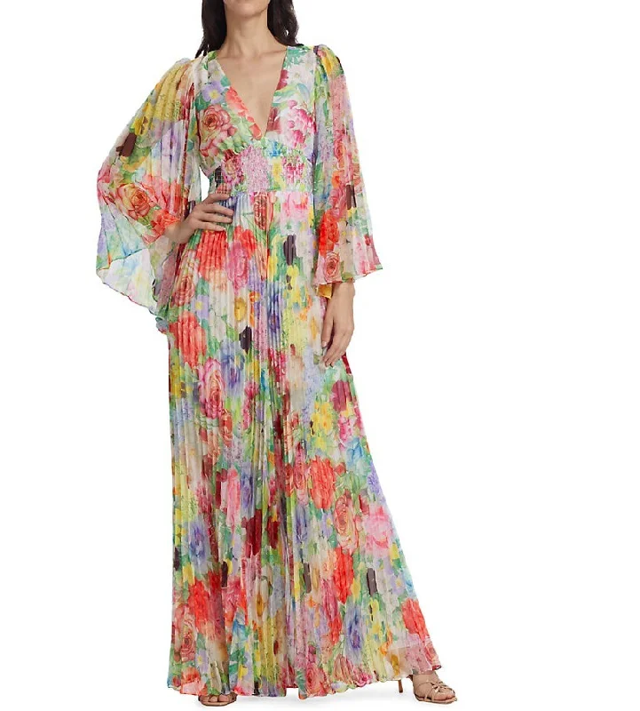 Overstock Alice + Olivia Women's Bennet Floral Pleated Jumpsuit