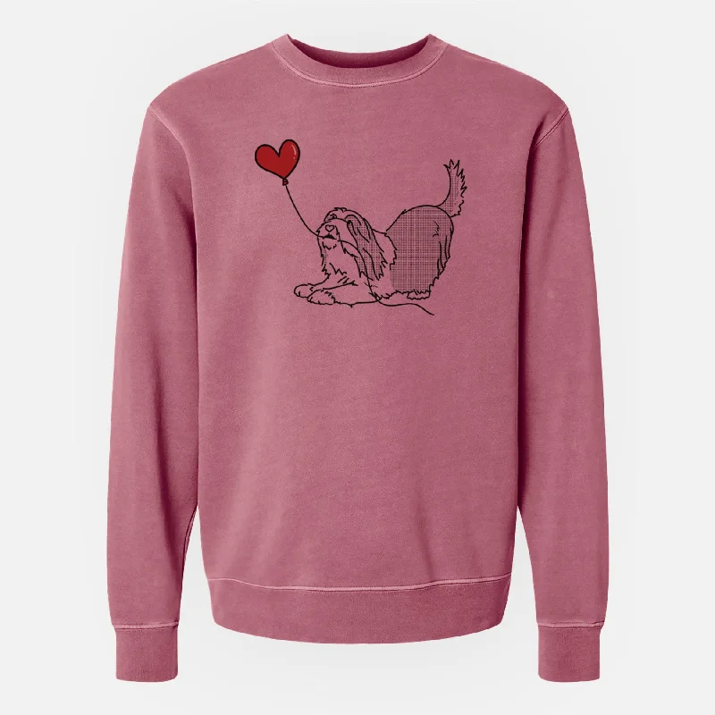 Bearded Collie Heart String - Unisex Pigment Dyed Crew Sweatshirt