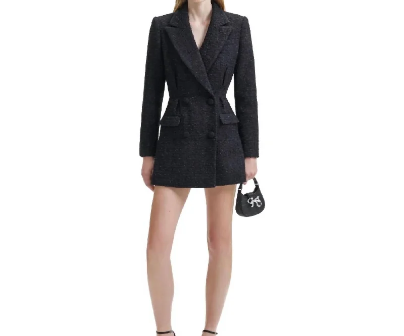 Incredible Offers Boucle Tailored Mini Dress In Black