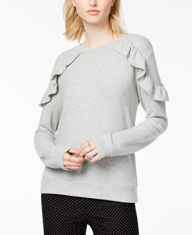 Maison Jules Crew Neck Ruffled Sweatshirt