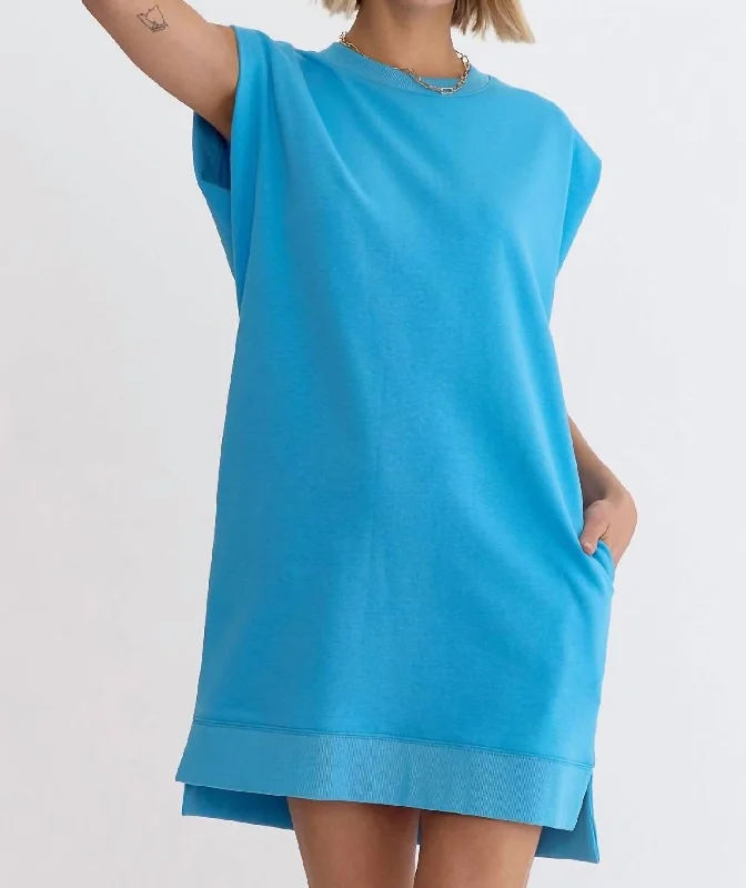 Final Clearance Make Moves Dress In Aqua