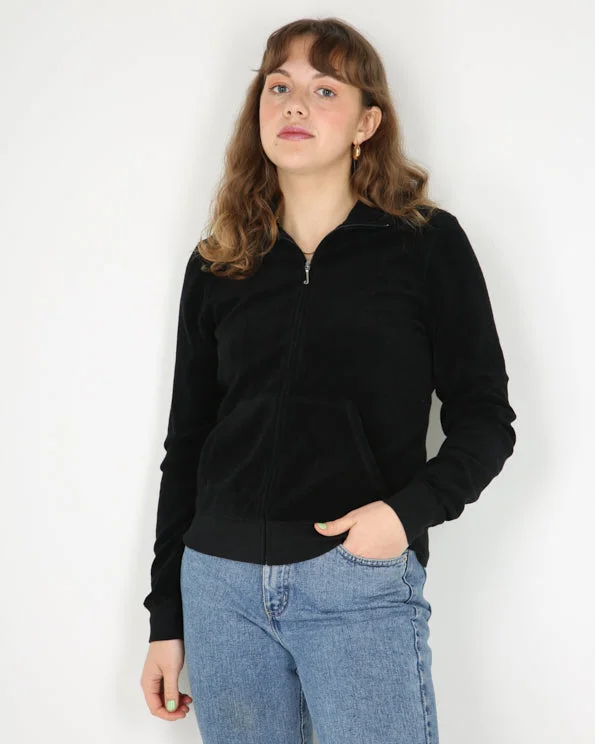 Juicy couture black backprint pink velour track sweatshirt - M