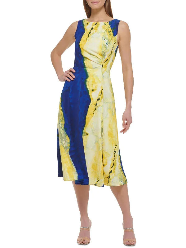 Get It Before It’s Gone Womens Abstract Polyester Fit & Flare Dress