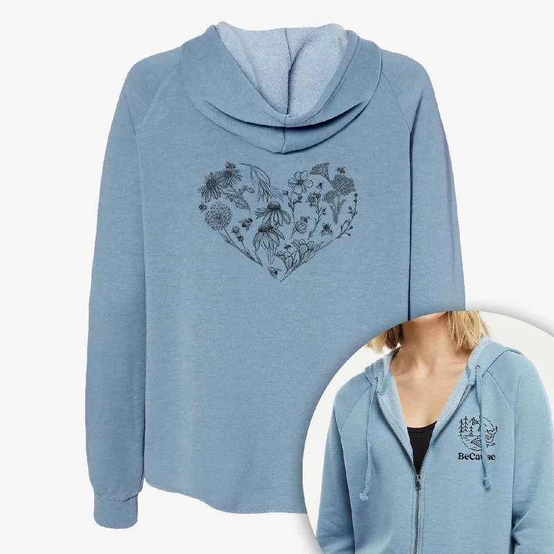 Heart Full of Blooms and Bees - Women's Cali Wave Zip-Up Sweatshirt