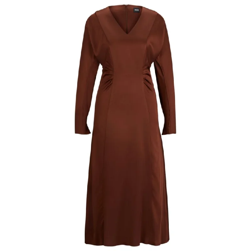 Crazy Savings Gathered-detail regular-fit dress in soft satin
