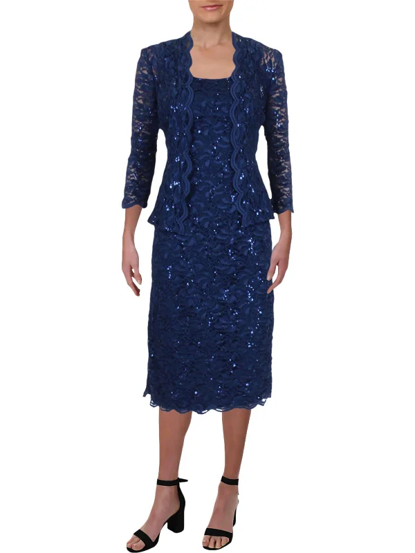 Inventory Reduction Petites Womens Lace 2PC Dress With Jacket