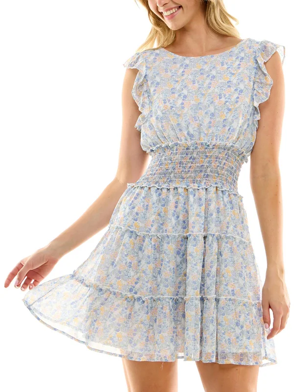 New Markdowns Womens Tiered Polyester Mini Dress