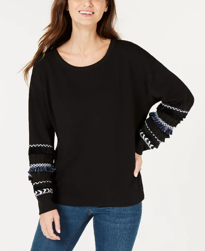 Style & Co Fringe Banded Sweatshirt