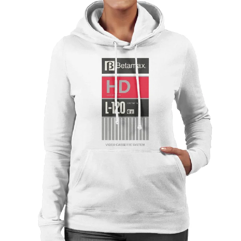 Betamax Black B Logo High Definition L 120 Women's Hooded Sweatshirt