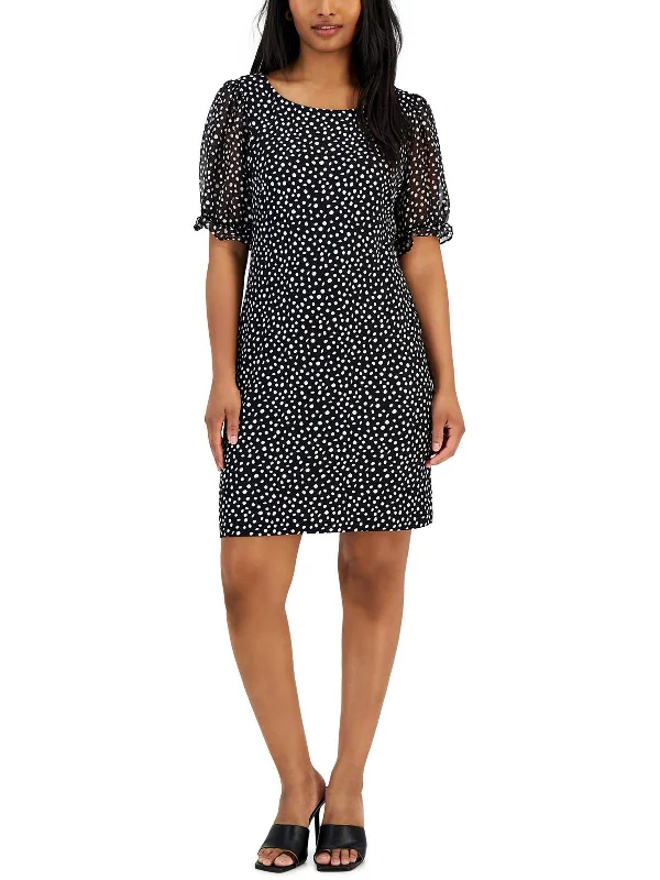 New Deals Petites Womens Sheer Sleeve Jersey Sheath Dress
