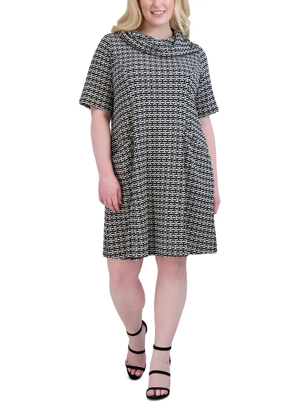 Best Deals Plus Womens Cowl Neck Knit Wear To Work Dress