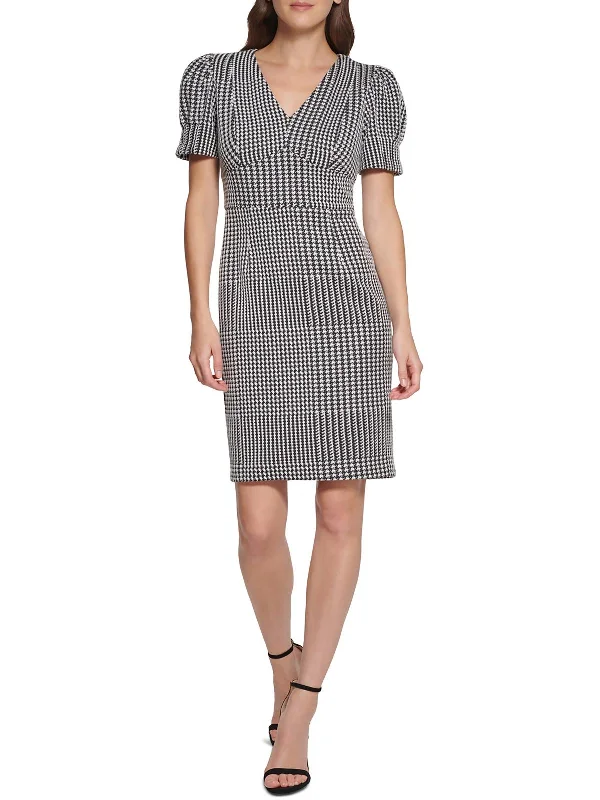 Clearance Items Womens Houndstooth Polyester Sheath Dress