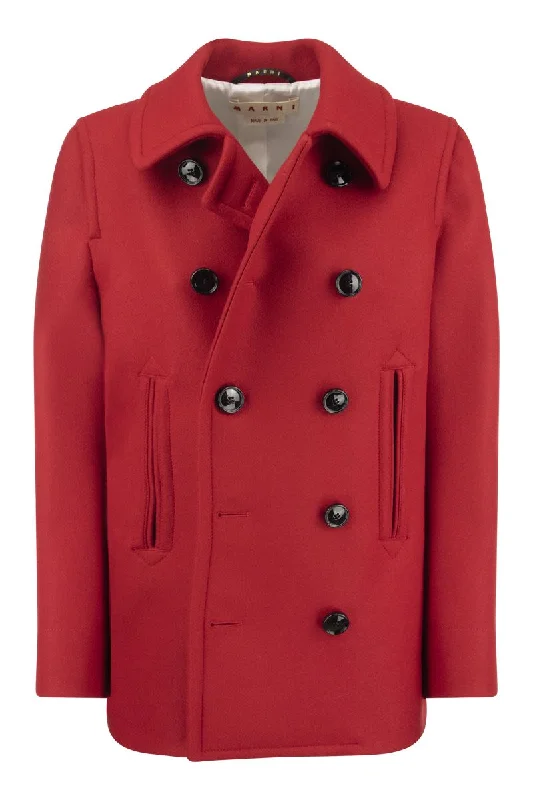 Double-breasted wool coat