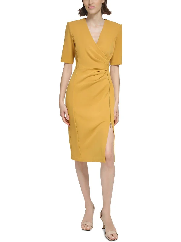 Price Meltdown Womens Pleated Polyester Sheath Dress