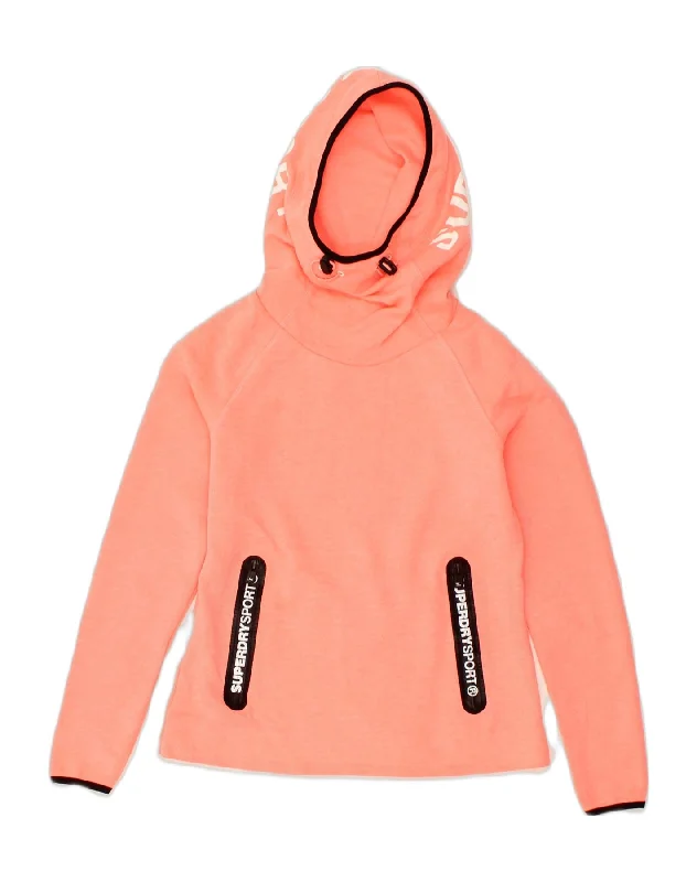 SUPERDRY Womens Graphic Hoodie Jumper UK 10 Small Orange Polyester