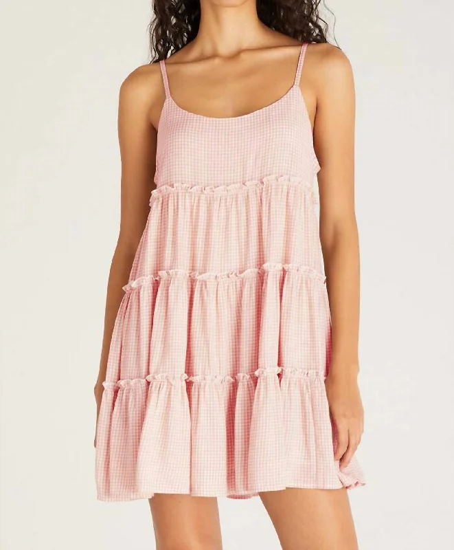 Buy Now Carina Gingham Mini Dress In Seashell Pink