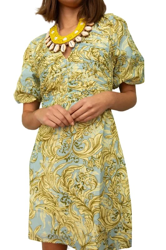 Take Advantage Britt Dress In Green Mosaic