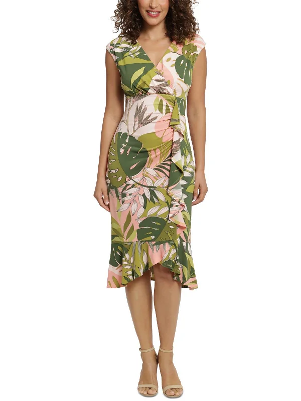 Deal Dash Womens Printed Knee-Length Sheath Dress