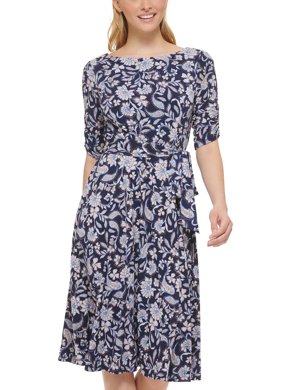 Price Blitz Womens Floral Print Jersey Fit & Flare Dress