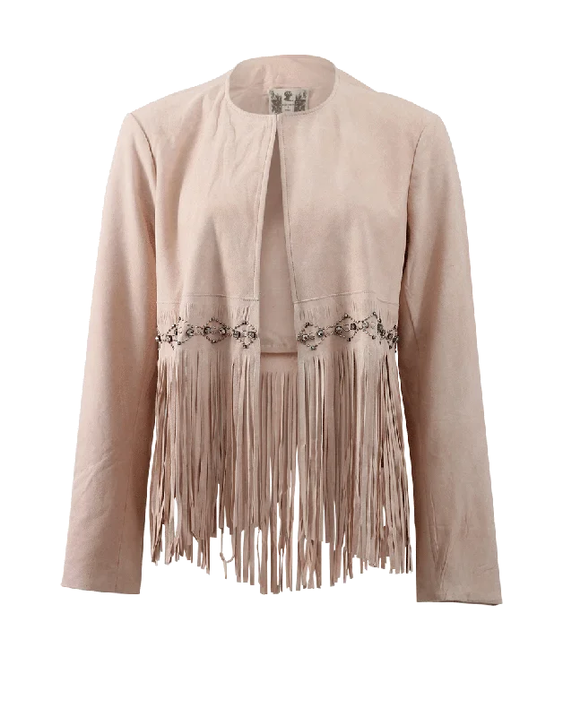 Fringe And Jeweled Leather Jacket