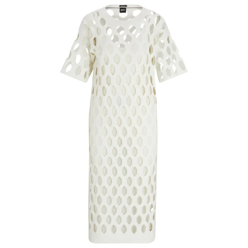 Fantastic Deals Open-structured dress with inner slip and short sleeves