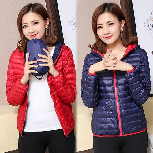 Red-navy blue hooded