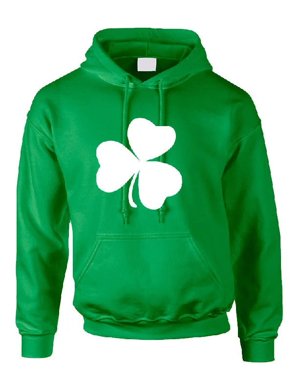 Adult Hoodie White Shamrock Graphic St Patrick's Day Cool Party