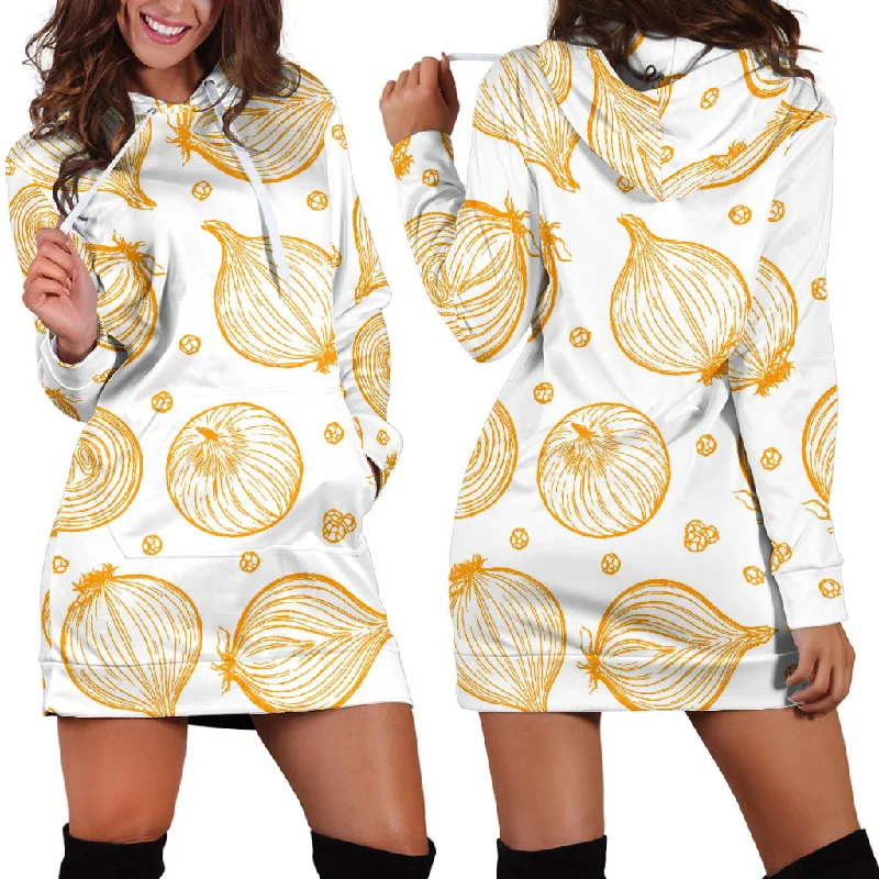 Hand Drawn Onion Pattern Women'S Hoodie Dress