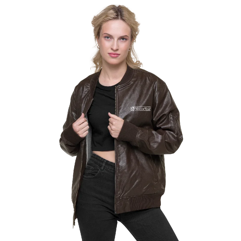 VectorVest Women's Leather Bomber Jacket